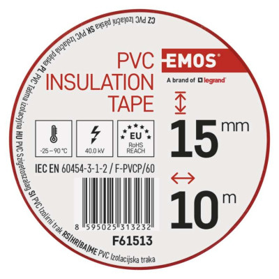 Ізоляційнв стрічка EMOS PVC 15/10 червоний F61513