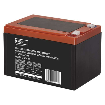 Акумуляторна батарея EMOS B9656V, AGM, 12V, 15Ah, fast 6,3mm