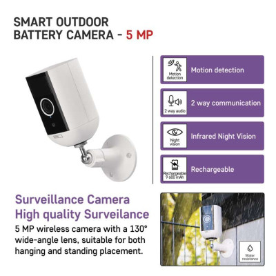 Розумна IP-камера Emos H4063 GoSmart.Li-ion 9600 mAh. зовнішня. з Wi-Fi. біла