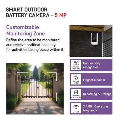 Розумна IP-камера Emos H4063 GoSmart.Li-ion 9600 mAh. зовнішня. з Wi-Fi. біла