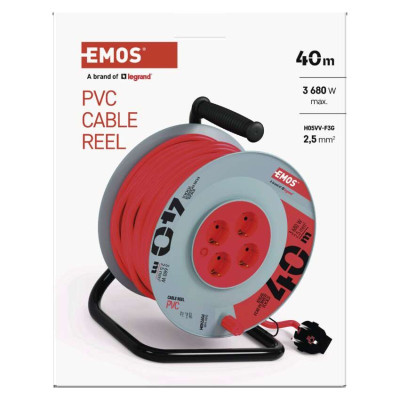 Мережевий подовжувач на котушці Emos P09240M 4 розетки 40 м 2,5 мм² Мережевий подовжувач на котушці Emos P09240M 4 розетки 40 м 2,5 мм²