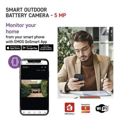 Розумна IP-камера Emos H4063 GoSmart.Li-ion 9600 mAh. зовнішня. з Wi-Fi. біла
