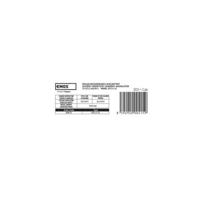 Акумуляторна батарея EMOS B9672, AGM, 12V, 2,2Ah, fast 4,7mm Акумуляторна батарея EMOS B9672, AGM, 12V, 2,2Ah, fast 4,7mm