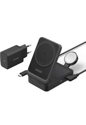 Док-станція Anker Magsafe MagGo 3-in-1 Qi2 15W 40W USB-C Charger Black (A2918)
