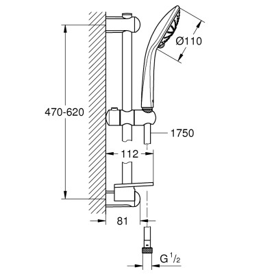 Euphoria 110 Massage Душовий гарнітур, 3 режими струменя (27243001)