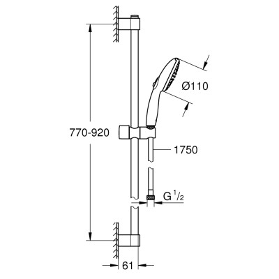 Tempesta 110 Душовий гарнітур, 2 режими струменю (27646003)