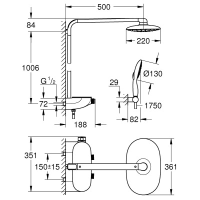 Rainshower System SmartControl 360 MONO Душова система з термостатом (26361000)
