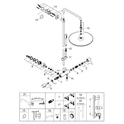 Rainshower System 400 Душова система з термостатом для настінного монтажу (27174001) Rainshower System 400 Душова система з термостатом для настінного монтажу (27174001)