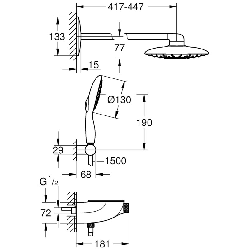 Rainshower System SmartControl 360 MONO Душова система з термостатом Smartcontrol Combi (26446000)