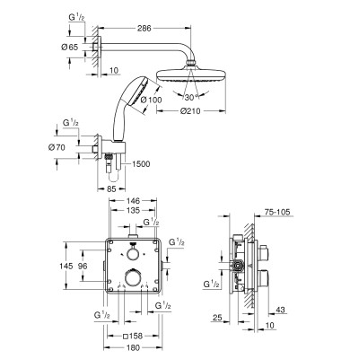 Grohtherm Душовий комплект із системою Tempesta 210 (34729000)