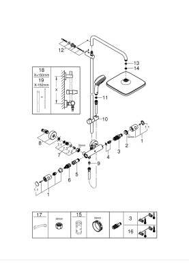 Tempesta Cosmopolitan System 250 Cube Душова система з термостатом для настінного монтажу (26689000)
