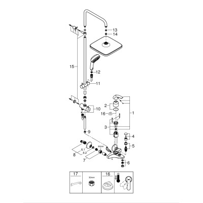 Tempesta Cosmopolitan System 250 Cube Душова система з одноважільним змішувачем для ванни (26693000)