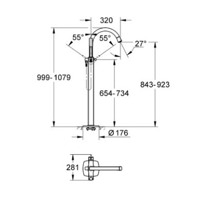 Grandera Одноважільний змішувач для ванни, монтаж на підлогу (23318IG0)