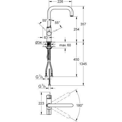 GROHE Red Змішувач одноважільний для мийки Bi-Flow (30097000)