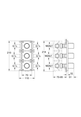 Grohtherm F Комплект верхньої монтажної частини для вентиля на 3 виходи (26880000)