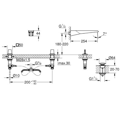 Allure Brilliant Icon 3D смеситель для раковины на 3 отверстия (20608SD0)