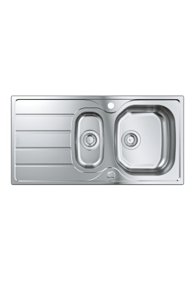 Мийка для кухні 965 x 500 мм з ексцентриком, 2 чаші, матова (31564SD1)