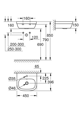 Euro Ceramic Рукомійник 45 (39324000)