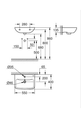 Раковина Bau Edge Ceramic 55 (39807000)