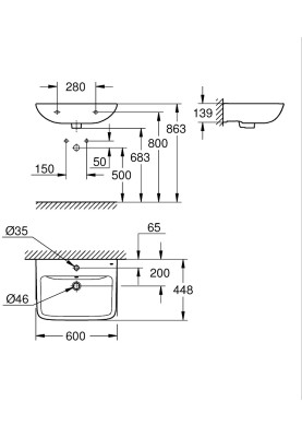 Раковина Bau Edge Ceramic 60 (39808000)