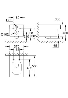 Підвісний унітаз GROHE Cube Ceramic, безободковий (3924500H)