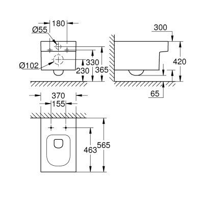 Підвісний унітаз GROHE Cube Ceramic, безободковий (3924500H) Підвісний унітаз GROHE Cube Ceramic, безободковий (3924500H)