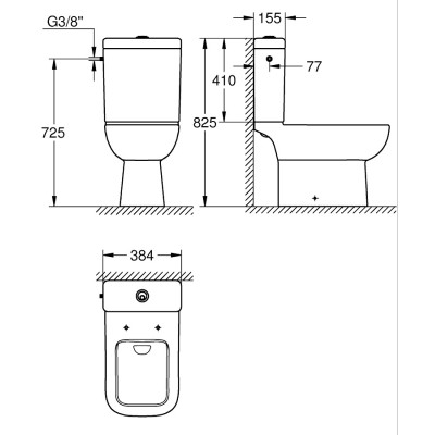 Bau Edge Змивний бачок зовнішнього монтажу підвод збоку (39812000) Bau Edge Змивний бачок зовнішнього монтажу підвод збоку (39812000)