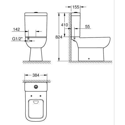 Bau Edge Змивний бачок зовнішнього монтажу підвод знизу (39861000) Bau Edge Змивний бачок зовнішнього монтажу підвод знизу (39861000)