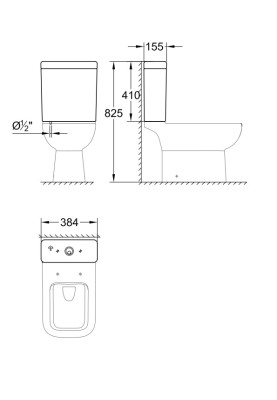 Bau Edge Змивний бачок зовнішнього монтажу підвод знизу (39861000)