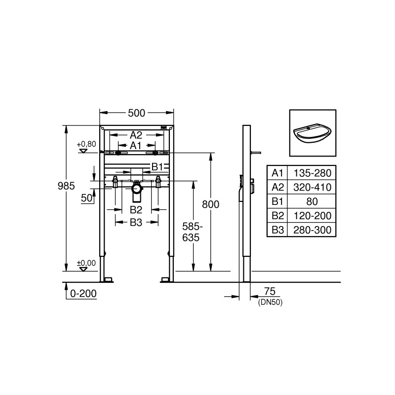 Система інсталяції для раковини GROHE Rapid SL 1 м (38541000)