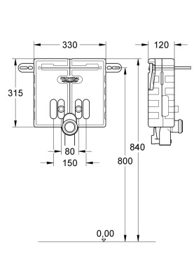 Uniset Інсталяція для раковини, для змішувачів на один отвір (37576000)