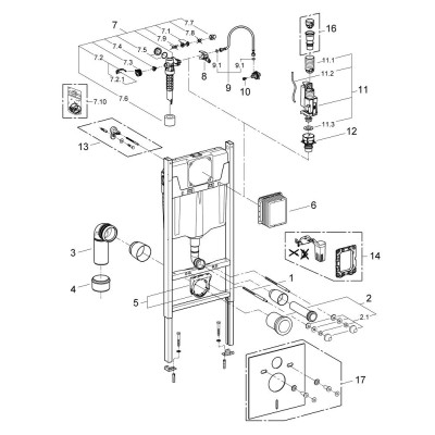 Система інсталяції для унітазу GROHE Rapid SL (1,13 м) з підключеннями (38840000)