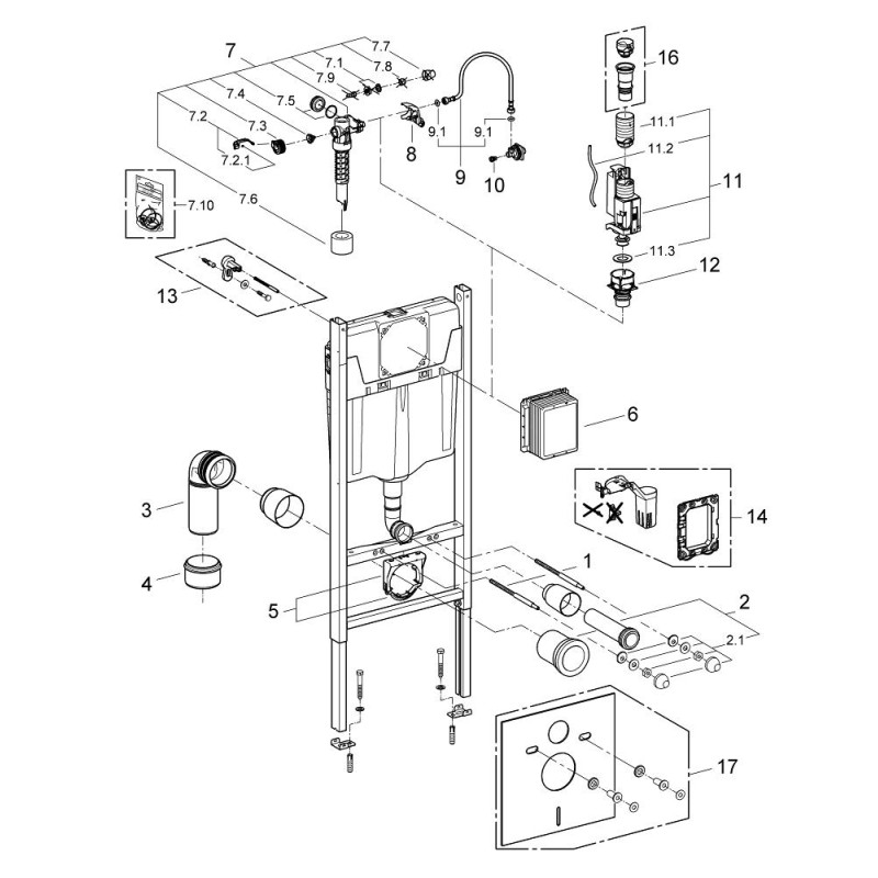 Система інсталяції для унітазу GROHE Rapid SL (1,13 м) з підключеннями (38840000)