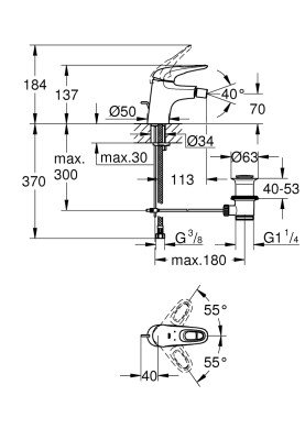 Eurostyle Одноважільний змішувач для біде S-Size (33565003)