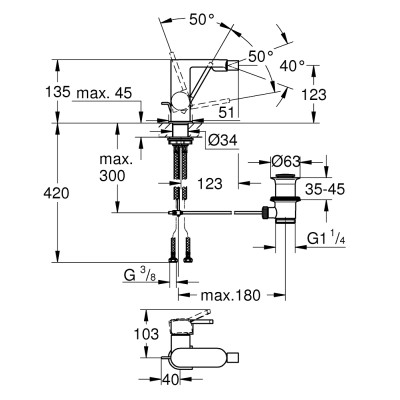 Plus Одноважільний змішувач для біде (33241003)
