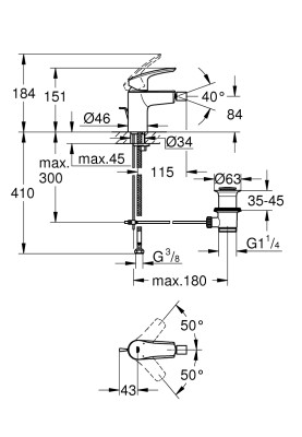 Eurosmart Одноважільний змішувач для біде S-Size (329292433)