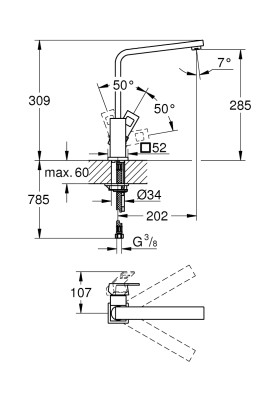 Eurocube Одноважільний змішувач для мийки (31255DC0)