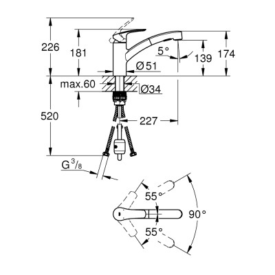 Eurosmart Одноважільний змішувач для мийки (30305001)