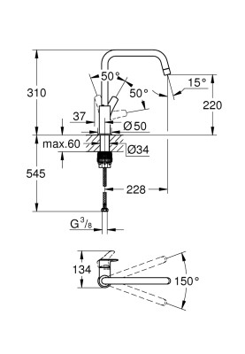 Eurosmart Одноважільний змішувач для мийки (30567DC0)