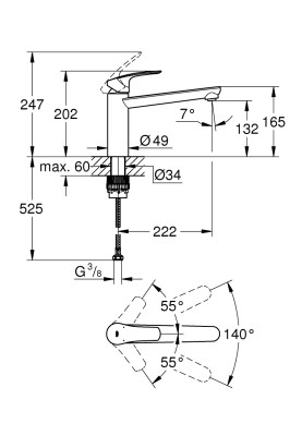 Eurosmart Одноважільний змішувач для мийки (30463DC0)