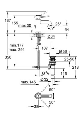 BauClassic Змішувач для раковини, одноважільний S-size (23161000)