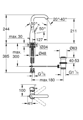 Essence Одноважільний змішувач для раковини L-Size (32628001)