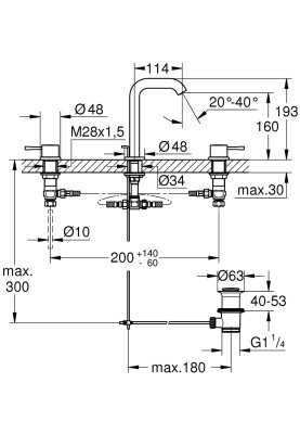 Essence Змішувач для раковини на 3 відвіри M-Size (20296001)