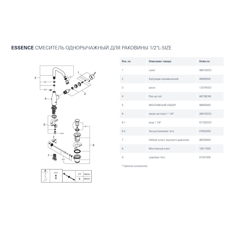 Essence Одноважільний змішувач для раковини L-Size (32628DC1)