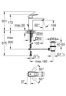 Eurocube Одноважільний змішувач для раковини M-Size (23445000)