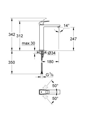Eurocube Одноважільний змішувач для раковини XL-Size (23406000)