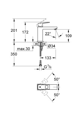 Eurocube Одноважільний змішувач для раковини M-Size (23446000)