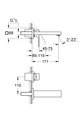 Eurocube Змішувач для раковини на 2 відвіри S-Size (19895000)
