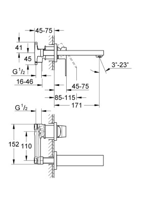 Eurocube Змішувач для раковини на 2 відвіри S-Size (19895000)