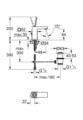 Eurocube Joy Одноважільний змішувач для раковини S-Size (23654000)